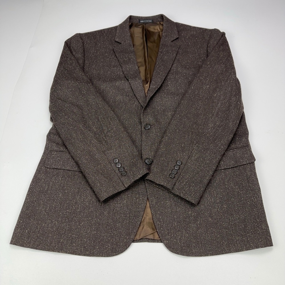 Mens Brown Textured 2-Button Blazer Jacket 44R Professional Sport Coat - Picture 8 of 9